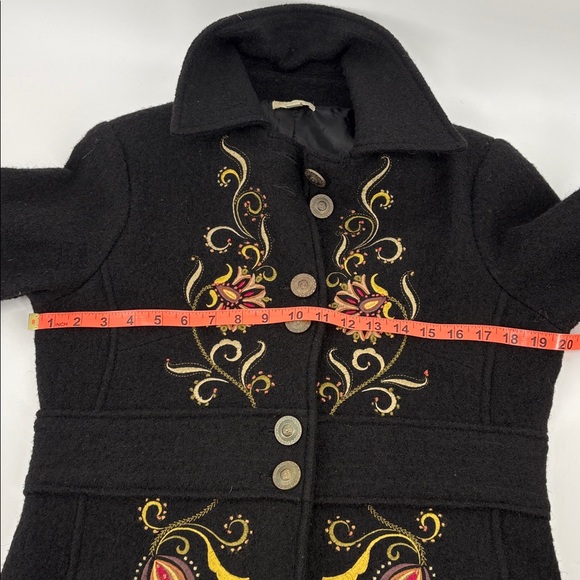 Vintage Y2K Carson Womens Black Boiled Wool Embroidered Dresscoat Size M - Picture 15 of 16
